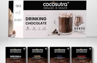 Cocosutra Drinking Chocolate Mix | 4 Flavors | Swiss Vanilla, Mocha, Caramel and Hazelnut | Hot or Cold | 20 Single-Serve Sachets (20g Each) | Gluten Free | 400 g