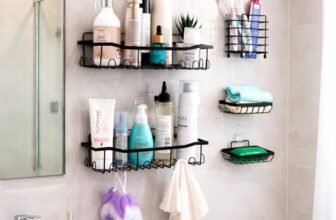 Nayasa Zenova, Bathroom Shelf Set of 5, No Drill Wall Mounted Organizer, Rust-Proof Metal Multipurpose Storage Rack with Soapcase & Toothbrush Holder, Black