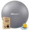 Boldfit Gym Ball for Exercise with Foot Pump for Workout Yoga for Women and Men Swiss for Balance Stability Training, Fitness 55cm-Grey