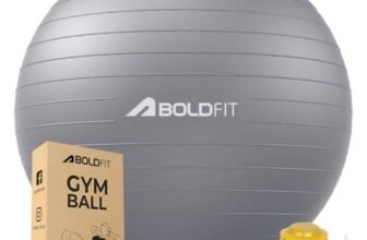 Boldfit Gym Ball for Exercise with Foot Pump for Workout Yoga for Women and Men Swiss for Balance Stability Training, Fitness 55cm-Grey