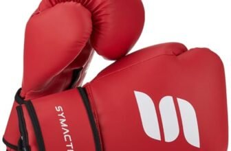Amazon Brand – Symactive PU Boxing Gloves 10 OZ | Lightweight Contest Gloves for Training & Sparring | Breathable| Red