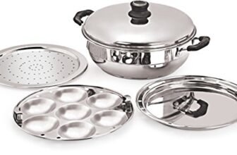 Tosaa Big Induction Compatible Multi Purpose Kadai, 27 cm ,5 Plates, Silver