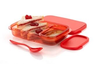 LEAWALL Unbreakable Divine Lunch Box Set Food Grade Plastic BPA-Free Storage Tiffin Dip Container & Spoon for Kids School and Adults Office Travel Use Reusable