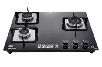 INASLA Premium 3 Burner ≈70cm Gas Stove|5Yr Warranty on Glass & 2Yr on Burner|8MM Toughened Glass|Auto Ignition|Jumbo Brass Burner|LPG Ready &PNG Compatible|360° Gas Nozzle|Milano Arte3B