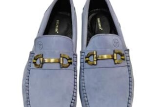 BUZZBASK – Men’s Synthetic Leather Loafers | Premium Soft Comfort Driving Shoes | Lightweight Casual Slip-On Moccasins for Office, Party, Anti-Skid Sole Stylish Formal Shoes Sky Blue