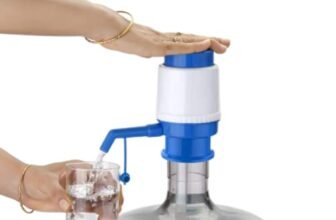 Suzec H2O Hand Press Manual Water Pump Dispenser for 20 Litre Drinking Bottle Can for Home Office Outdoor (Support All Brand Bottles), Blue