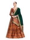 PURVAJA Women’s Kanjiwaram Semi-Stitched Lehenga choli (Zahira-Rust_Free Size)