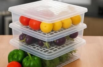Sulfar Fridge Storage Boxes Fridge Organizer with Removable Drain Plate Tray, Storage Container (Pack of 3)