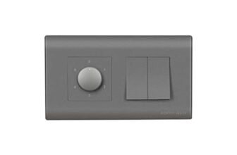 Wipro Northwest (Nowa) Switch Combo of 4M Plate + 1M 6A Switch x2 + 5 Step Fan Regulator, Silver Grey (Kit 9)