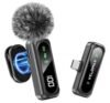 VELOMAX Mic for YouTube Wireless, Wireless Mic for YouTube with One-Click Noise Cancellation, Microphone for Vlog Recording, Magnetic Clip-on Mic with Battery Display, 98ft Transmission for Youtuber