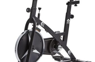 Amazon Basics Pro Spin Fitness Bike with 8Kg Flywheel, Adjustable Resistance | LCD Monitor | To & Fro, Up & Down Seat Adjustments | Home Workouts | Max User Weight: 100 kg