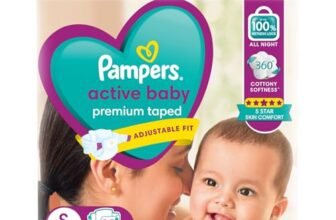 Pampers Active Baby Taped Diapers, Small size diapers, (S) 92 count, taped style custom fit