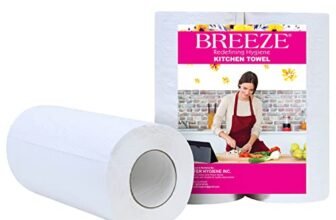 BREEZE BRE027 4 Ply Kitchen Tissue Paper Roll Multipurpose Use Towel Made of Natural Fibers Highly Absorbent & Extra Soft (Pack of 2, 75 Pulls Per Roll)