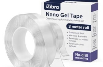 iZibra Nano Gel Double Sided Tape Heavy Duty (Pack of 1) – Strong Adhesive Wall Mounting Tape, Reusable & Washable, No Drill Nano Tape Kit for Wall Decor, Furniture, Frames & Command Strips