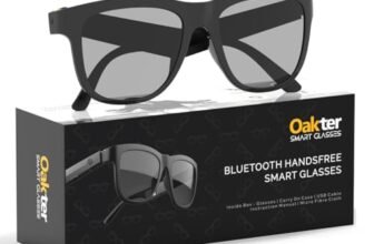 OAKTER Smart Glasses with Wireless Bluetooth | Hands-Free Calling | Open Ear Music | Sport Headset | Intelligent Eyewear | Connect with Mobile/Tablet | Circular Frame | Black (Circular Frame)