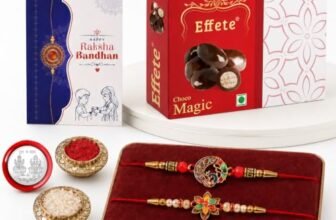 DeoDap Rakhi with Chocolate for Brother – Bird & Floral Design Rakhi with Choco Magic Chocolate 32 Gm, Greeting Card, Silver Color Coin & Tilak Set – Raksha Bandhan Combo for Bhai (K2_181+189_EM32)