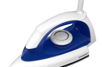 Crompton Glideo 1000 W Dry Iron with Non-Stick Soleplate, Unique Translucent Body, 360° Swivel Cord, 6 Fabric Settings, 2 Year Warranty, Iron Press