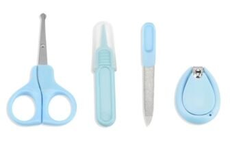 Chipmunks Grooming Kit for New Born Baby – Nail Cutter – Rounded Scissors – Baby Nail Filer – Tweezer – Kids Accessories Set – Ideal for Travelling & Home Use – Accessories Set To Keep Infants & Toddlers Clean – Perfect Nursery Gift (Blue, Pack of 4)