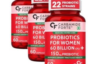 Carbamide Forte Women’s Probiotics Supplement 60 Billion CFU | Vaginal Probiotics & Gut Health Supplements with Cranberry Extract | 60 Veg Capsules (Pack of 3)