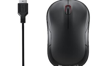 amazon basics Wired USB Mouse, 3-Button, 1000 DPI Optical Sensor, Plug & Play, for Windows/Mac