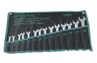 Sulfar Power Action Power Action 14pcs Combination Wrench Set CWS01 CRV Nickel Plated Different Sizes Available from 8mm-24mm Alongwith Tool Bag (CWS01)