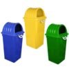 Zureni 60 Litre Dome Dust Bin Large Capacity Garbage Bucket Sturdy and Durable Trash Can Dustbin Ideal for Restaurant Office & Kitchen (Pack of 3 Multi-color)