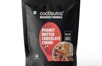 COCOSUTRA Peanut Butter Chocolate Chunk Breakfast Granola 1 kg | 100% Natural, Vegan & Gluten Free | High Protein Cereal with Oats, Nuts, Seeds and Dry Fruits | Lightly sweetened with Jaggery