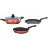 Amazon Brand – Solimo 3-Piece Non-Stick Granite Finish Cookware Set | Induction Bottom | 2-Way Non-Stick Coating | 24 cm Fry Pan, 24 cm Kadhai with Glass Lid, 28 cm Dosa Tawa | PFOA-Free