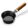 Wonderchef Ferro Light-Weight Cast-Iron Tadka Pan for Tempering, 40% Lighter, Pre-Seasoned with 100% Vegetable Oil, Chemical-Free, Induction-Friendly, Long Cool-Touch Wood Handles, 10-Yr Warranty
