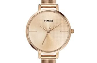 TIMEX Analog Watch for Women with Rose Gold Round Dial & Rose Gold Stainless Steel Bracelet Band Water Resistant Women’s Wrist Watches – TWEL155SMU06