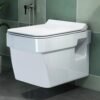 Plantex Imported Ceramic Western Commode/Wall Hung Western Toilet/Rim Washdown Commode with Soft Closing Toilet Seat – P Trap Outlet (White)