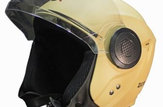 Cortex ISI & DOT Certified Zion Half Face Helmet M Size for Men & Women with Scratch Resistant Polycarbonate Visor, Hard ABS Shell Helmet | Clear Visor, Lightweight, Khaki