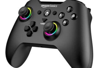 Amazon Basics Pro Series Gamepad with Bluetooth and RGB | 2.4GHz & Wired Modes | Dual Vibration | 6-Axis Gyroscope | Compatible with Switch | Android | PS3 | Windows | Type-C Charging | Black