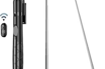 Bouncefit R1L Extra Long Extendable Selfie Stick with Wireless Bluetooth Remote and Tripod Stand, Rechargable LED Light, Compatible with iPhone/OnePlus/Samsung/Oppo/Vivo/Xiaomi and All Phones (180Cm)
