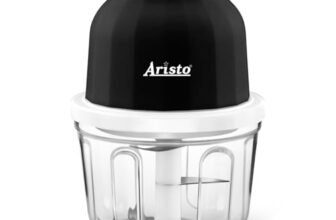 Aristo Rechargeable Wireless Electric Cordless Chopper, Stainless Steel Blades, One Touch Operation, 10 Seconds Chopping, Mincing Vegetable, Meat – 350 ML, 30 Watts, Black