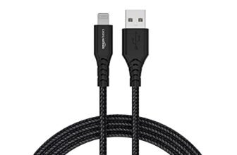 amazon basics PVC Molded Nylon USB A To Lightning Mfi Certified Charging Cable | Compatible with iPhone 13,12,11; 13,12,11 Pro; 13,12 11 Pro Max; 13,12 Mini (Black,1.2M)