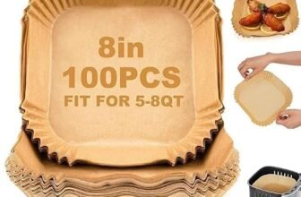 100 Pcs Square Air Fryer Paper Sheets, Disposable Parchment Airfryer Paper Sheets, Air Fryer Liners for 5-8 QT, Oil-Proof, Heat Resistant for Frying, Baking and Microwave