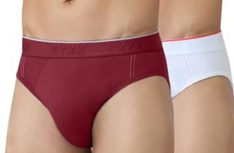 XYXX Men Combed Cotton Brief, Regular Fit, Solid, Pack of 2, XYBRF2PCKN649M, Bold Burgundy+Polar White, M