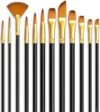 Eclet Craft 12-Piece Paint Brush Set – Professional Round Pointed Nylon Hair Brushes for Acrylic, Watercolor & Oil Painting (Basic Model)