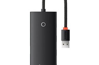 Baseus Lite Series USB Hub, 4-Port USB 3.0, 5Gbps Data Transfer, 25cm Cable, Black
