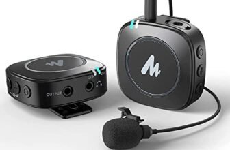 MAONO WM820 Wireless Collar Mic for YouTubers Vlog, Video Recording, Interview. Compact Microphone with 6H Battery, 50m/164ft Transmission, Mic Gain, Mute, Monitoring for Camera, Mobile (3.5mm, Black)