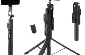 Amazon Basics Long Selfie Stick Tripod Stand with Hand Grip | Anti Shake, Upto 172 cm extendable | for Mobile, Gopro, Camera & Ringlight