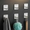 Plantex Wall Hanging Hook/Bath Towel Hook/Self Adhesive Square Robe Hooks for Kitchen/Bathroom/Stylish Home Decor Items – Pack of 6 (Chrome)