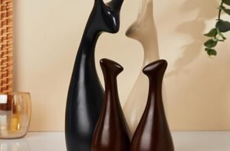 Amazon Basics Home Decor Happy Deer Family Matte Finish Ceramic Figures (Set of 4, Multicolor)