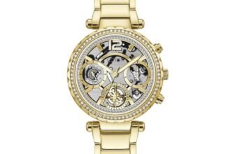 GUESS Stainless Steel Analog Gold Dial Women’s Watch-Gw0403L2
