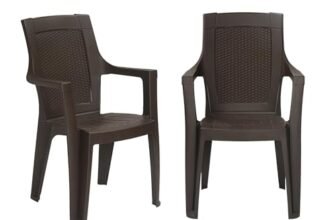Nilkamal Mystique Plastic Chair with Armrest | Set of 2 | 3 Year Warranty | Heavy Duty Chair for Home, Living Room, Dining Room, Bedroom & Office | Stackable Polypropylene |Outdoor & Garden Use | SRB