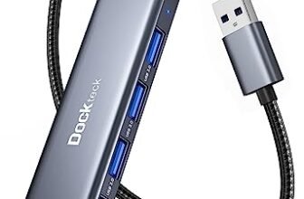 USB Hub, Dockteck 4-Port USB 3.0 Splitter, Aluminum 2ft USB Extender