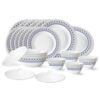 Larah by Borosil Ocean Fluted Series Opalware Dinner Set | 31 Pieces for Family of 6 | Microwave & Dishwasher Safe | Bone-Ash Free | Crockery Set for Dining & Gifting | Plates & Bowls | White
