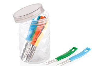 RITU Edge Stainless Steel Peeler 27 Piece Set with Durable Plastic Jar and Chef Knife Block Ideal for Cutting Slicing and Chopping Fruits and Vegetables Multicolor Premium Kitchen Tool Kit