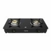 Butterfly Bleu Ray 2 Burner Glass Top Gas Stove | Removable Drip Tray | Brass Burner Gas Stove with Tri‑Flow Jumbo Burner
